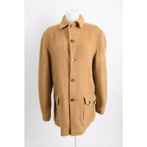 Vintage 1930s Hudson Bay Point Blanket Coat Womens Wool Tan Brown Sz L XL RARE - Picture 1 of 5
